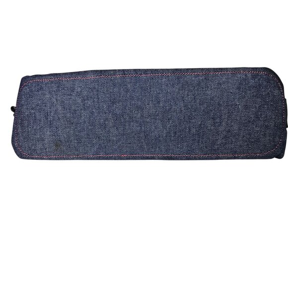 Vintage Dooney & Bourke Denim Tote Leather Trim Double Handles Eyelet - Picture 3 of 16